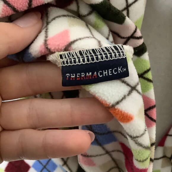 Lands' End ThermaCheck Fleece Argyle Pullover Sweatshirt Women Small 1/4 Zip - Picture 6 of 9